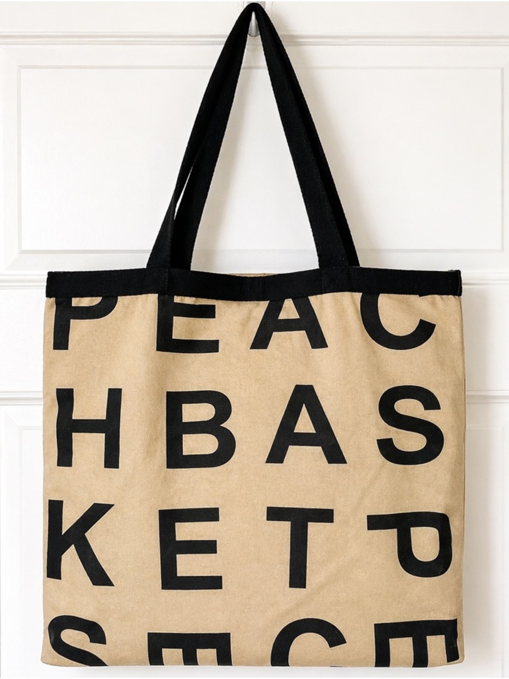 Peach Basket Market Tote Minimalist Korean K Fashion Aesthetic Canvas Bag